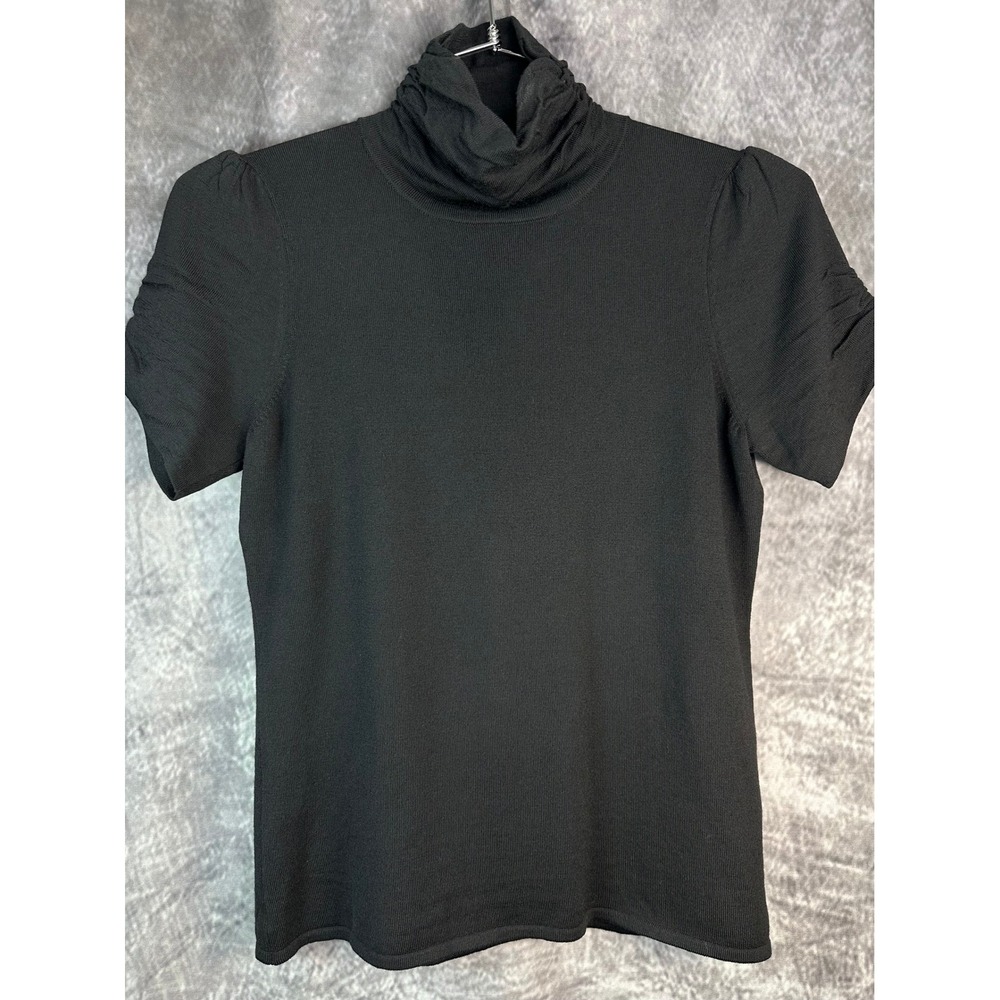 Antonio Melani Rebecca Wool Turtleneck Sweater Womens Medium Black Puff Sleeve
